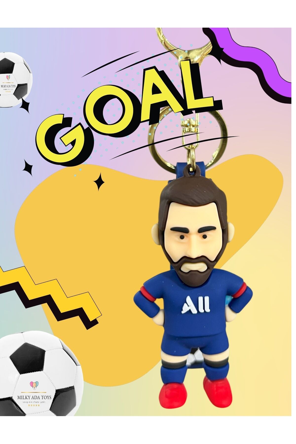 Anahtarlık Futbolcu Figür Ronaldo Messi 9 cm Hediyelik (1 adet gönderim sağlanır.)