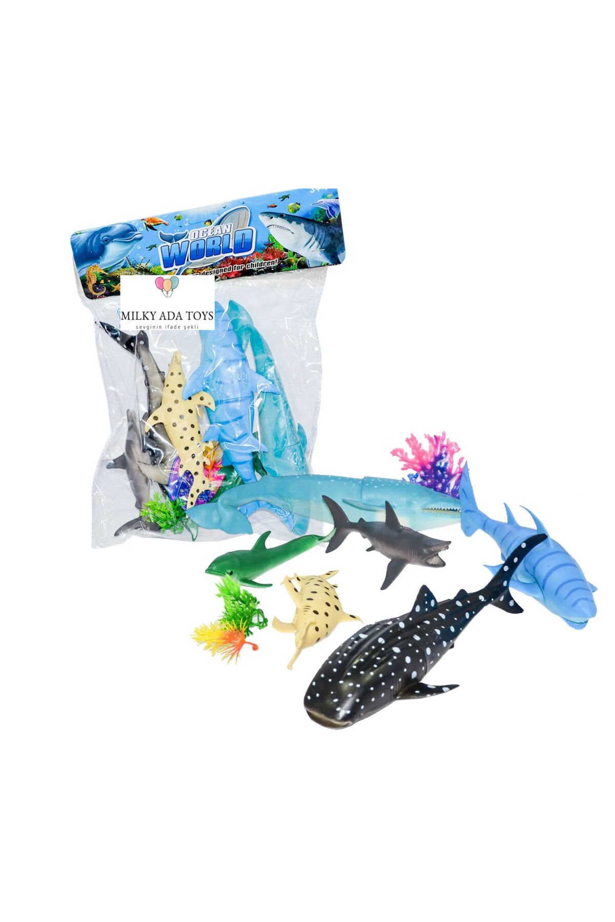 OCEAN WORLD DENİZ HAYVANLARI SET BÜYÜK BOY 9 PARÇA KÖPEKBALIKLARI SHARK