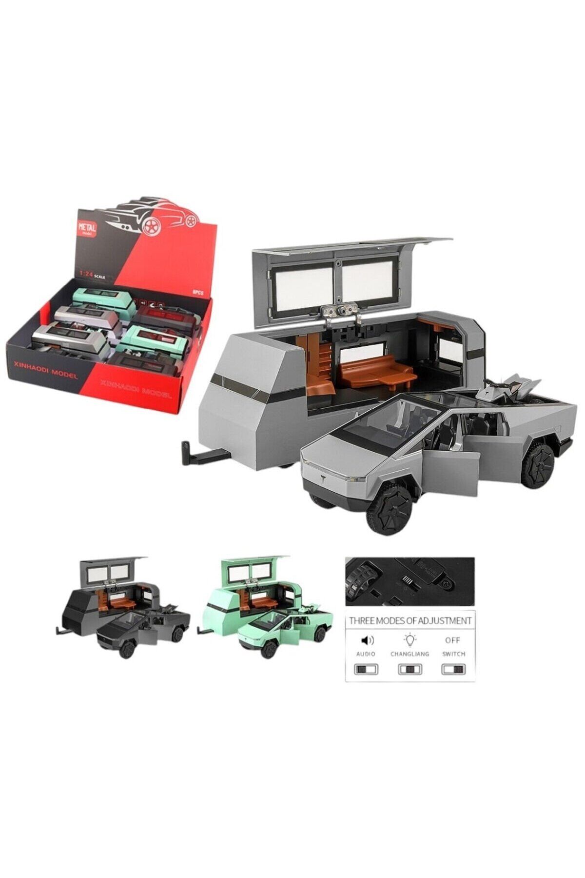 XHD-B3230-Vardem Çek Bırak Işıklı ve Sesli Truck Model Karavan 1:32 Siyah