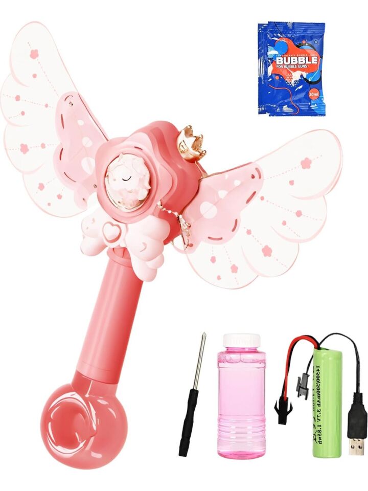 Bloomie Unicorn Asa Şeklinde Baloncuk Tabancası Şarjlı Işıklı Oyuncak Köpük Makinesi