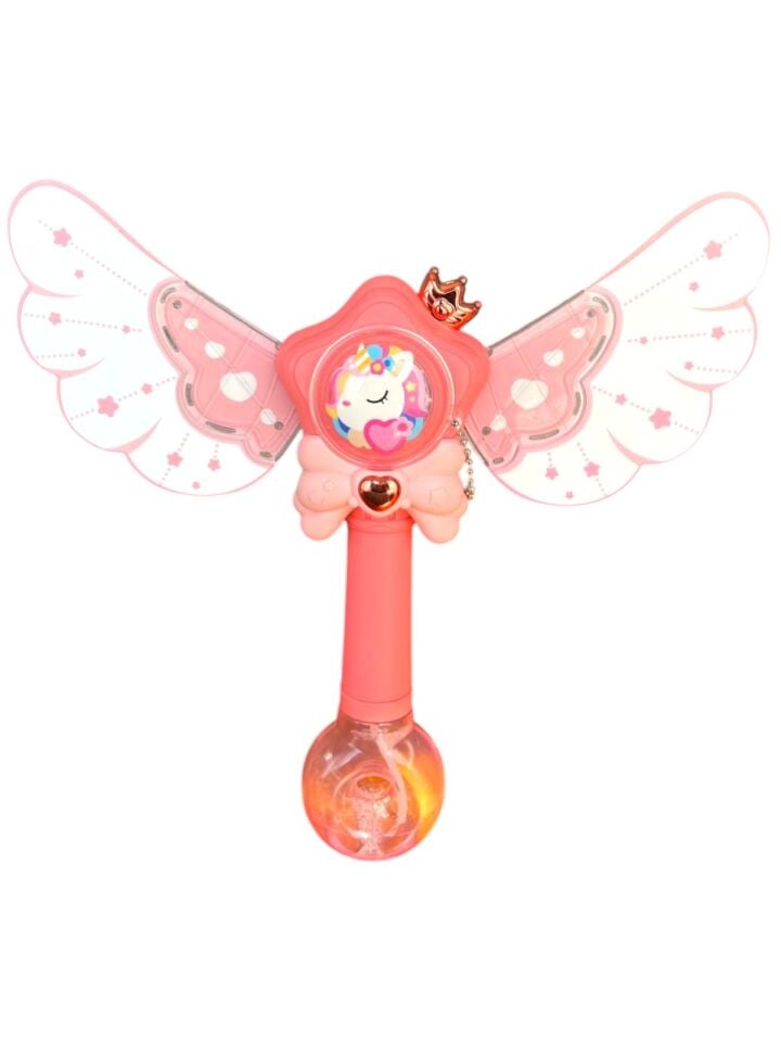 Bloomie Unicorn Asa Şeklinde Baloncuk Tabancası Şarjlı Işıklı Oyuncak Köpük Makinesi