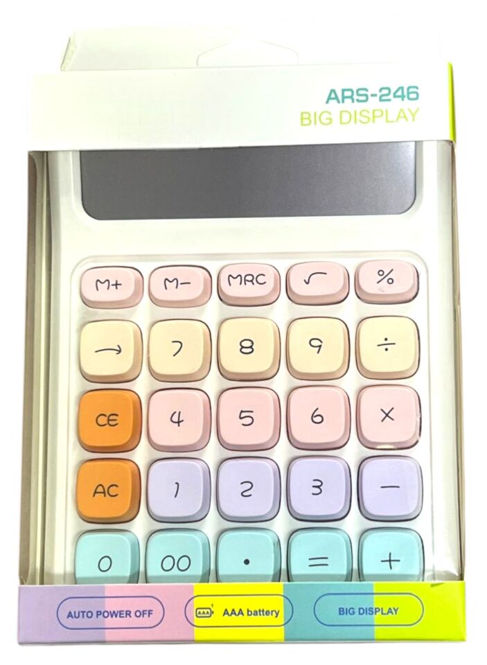 Milky Ada Toys Pastel Renkli Hesap Makinası 12 Haneli Otomatik Kapanan Aaa Pil ve ile Çalışma Hafızalı Işlem