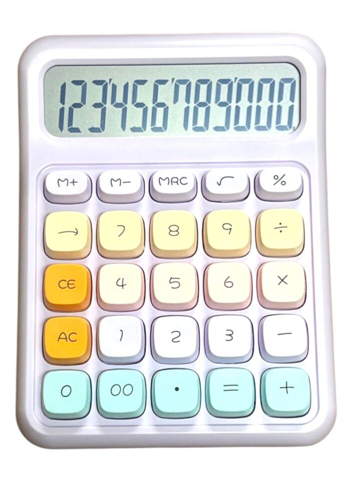 Milky Ada Toys Pastel Renkli Hesap Makinası 12 Haneli Otomatik Kapanan Aaa Pil ve ile Çalışma Hafızalı Işlem