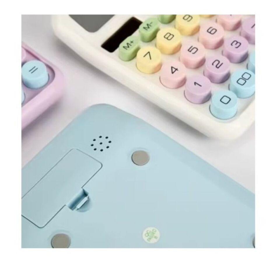 Milky Ada Toys Pastel Renkli Hesap Makinası 12 Haneli Otomatik Kapanan Aaa Pil ve ile Çalışma Hafızalı Işlem