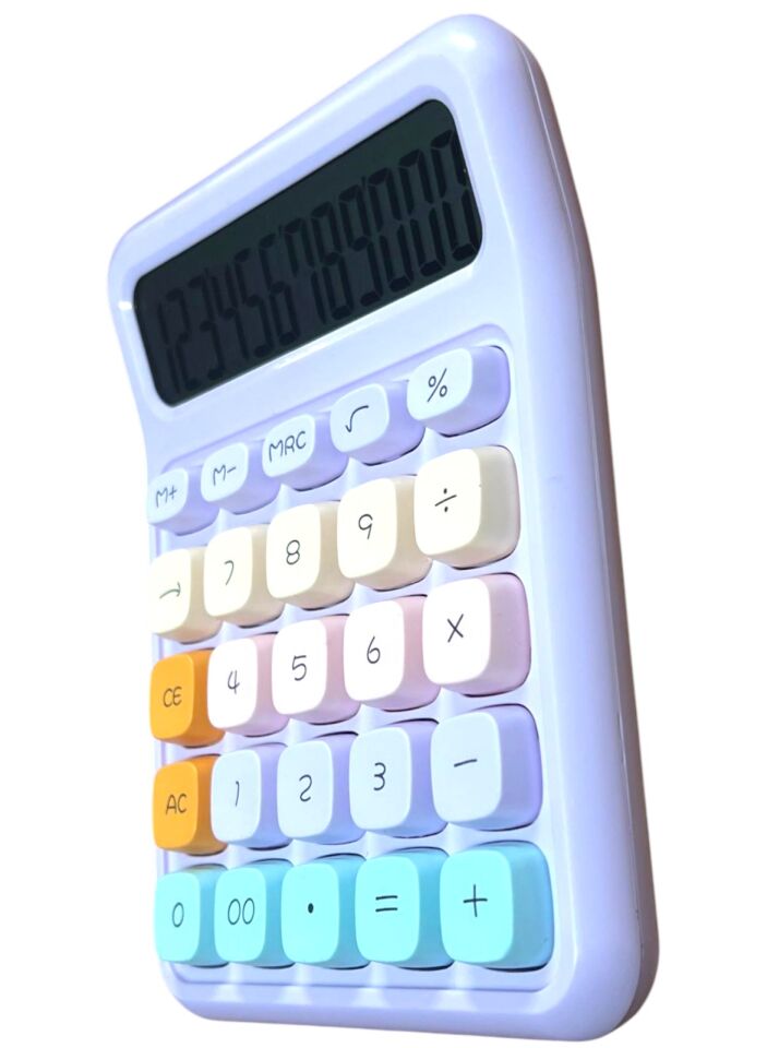 Milky Ada Toys Pastel Renkli Hesap Makinası 12 Haneli Otomatik Kapanan Aaa Pil ve ile Çalışma Hafızalı Işlem