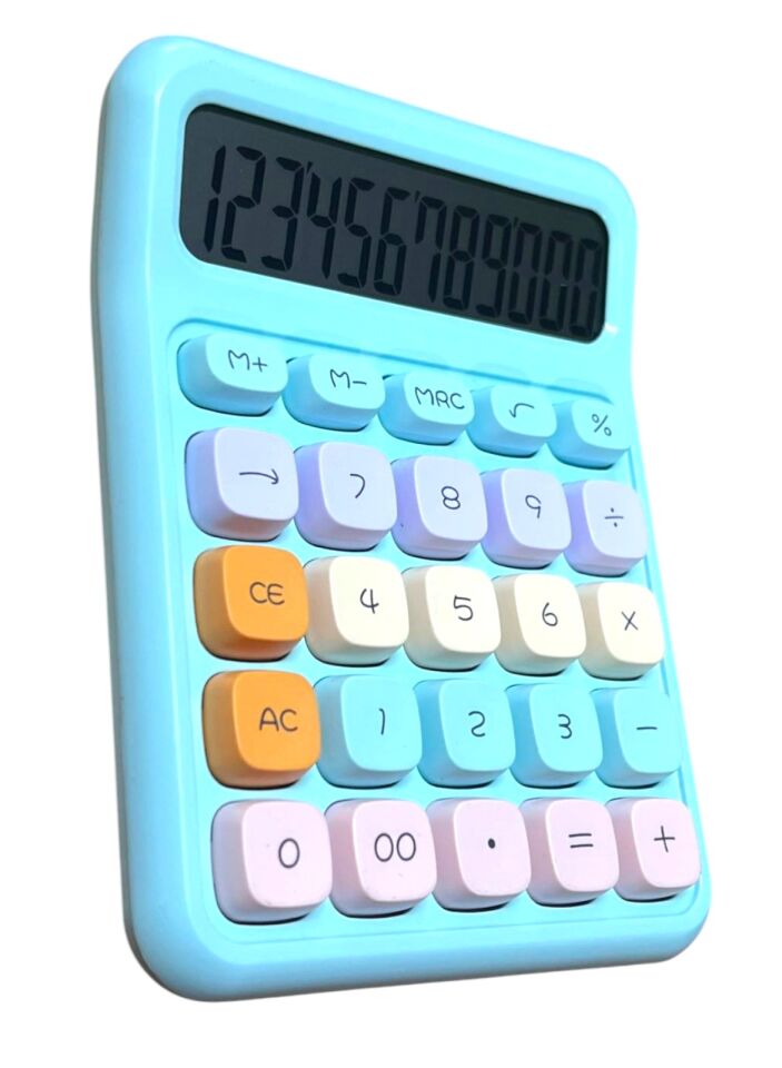 Milky Ada Toys Pastel Renkli Hesap Makinası 12 Haneli Otomatik Kapanan Aaa Pil ve ile Çalışma Hafızalı Işlem