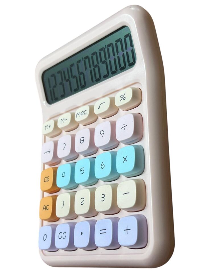 Milky Ada Toys Pastel Renkli Hesap Makinası 12 Haneli Otomatik Kapanan Aaa Pil ve ile Çalışma Hafızalı Işlem