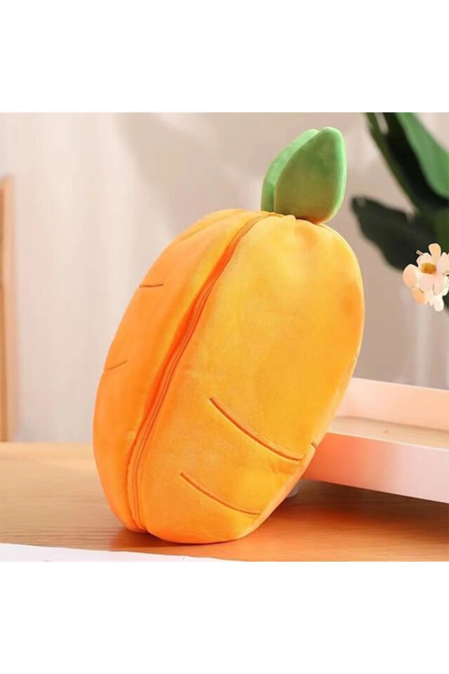 SÜRPRİZ HAVUÇ TAVŞAN 25 CM FERMUARLI TURUNCU BEYAZ UYKU ARKADAŞI