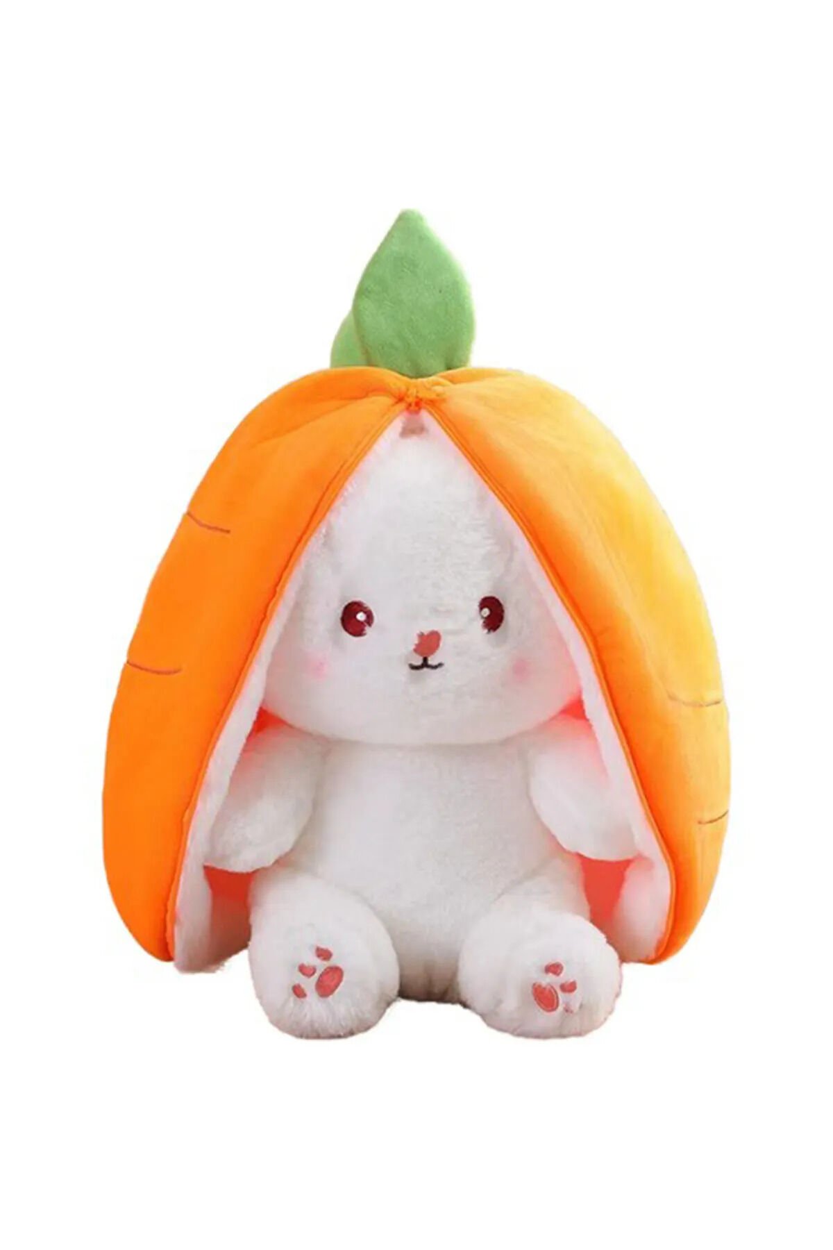 SÜRPRİZ HAVUÇ TAVŞAN 25 CM FERMUARLI TURUNCU BEYAZ UYKU ARKADAŞI