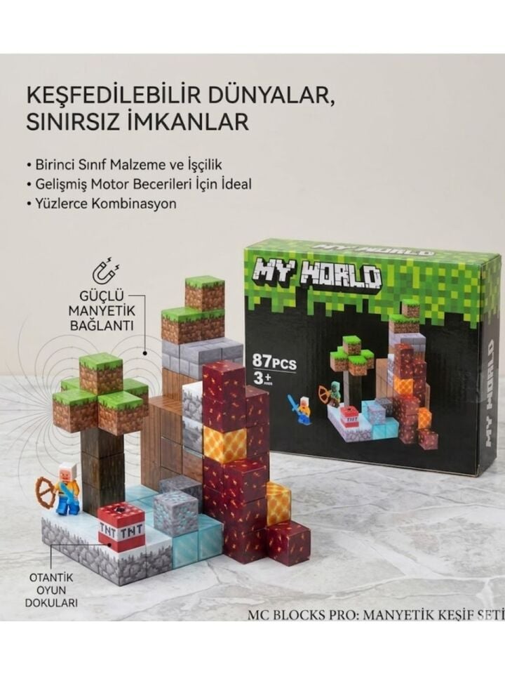My world Minecraft manyetik yapı blokları 87 parça