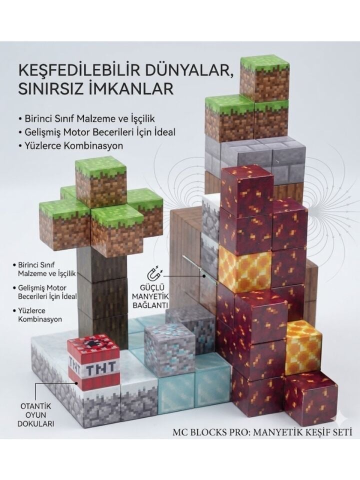 My world Minecraft manyetik yapı blokları 87 parça