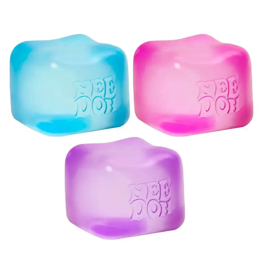 Nee Doh squish stres küpü nice cube 6x6 cm 3 asorti mor-pembe super solid squish