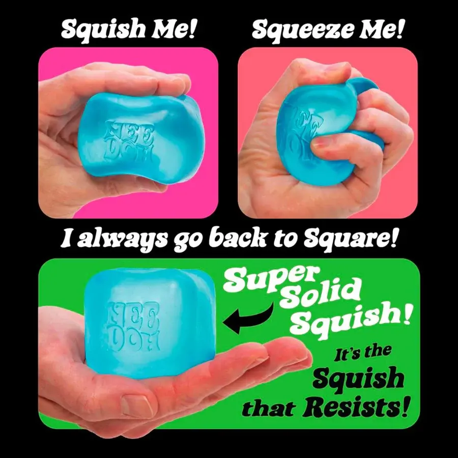Nee Doh squish stres küpü nice cube 6x6 cm 3 asorti mor-pembe super solid squish