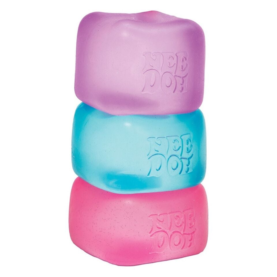 Nee Doh squish stres küpü nice cube 6x6 cm 3 asorti mor-pembe super solid squish
