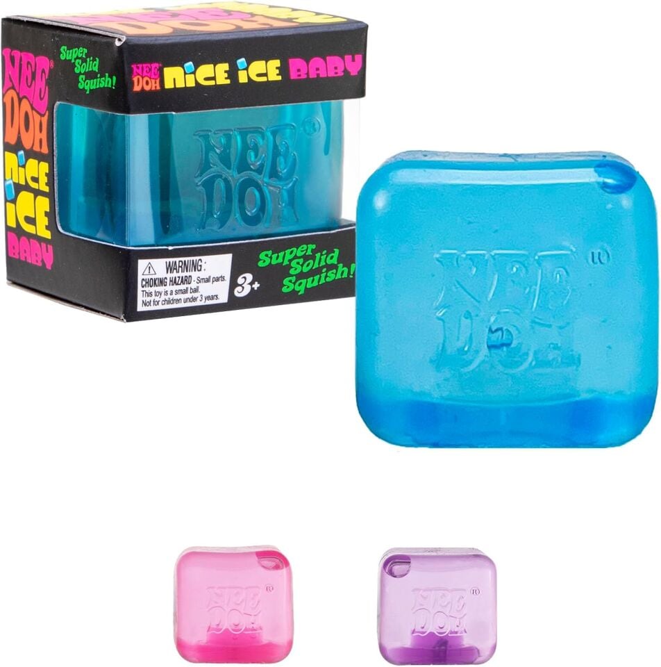 Nee Doh squish stres küpü nice cube 6x6 cm 3 asorti mor-pembe super solid squish