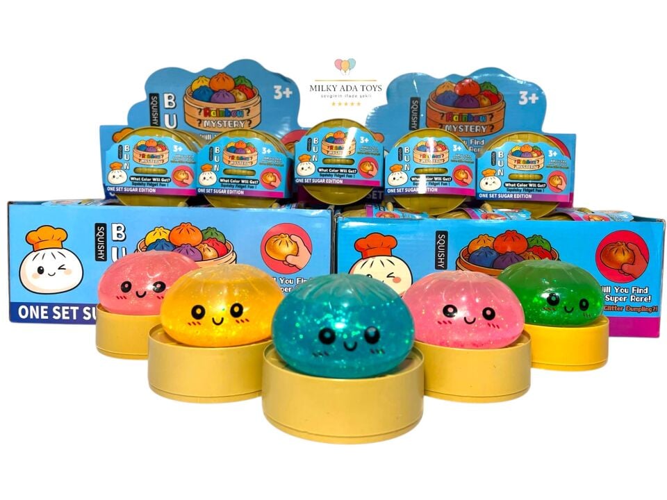 Bun squishy dumbling glitter simli stres oyuncağı sukuşi çin mantısı sürpriz kutu 1 adet