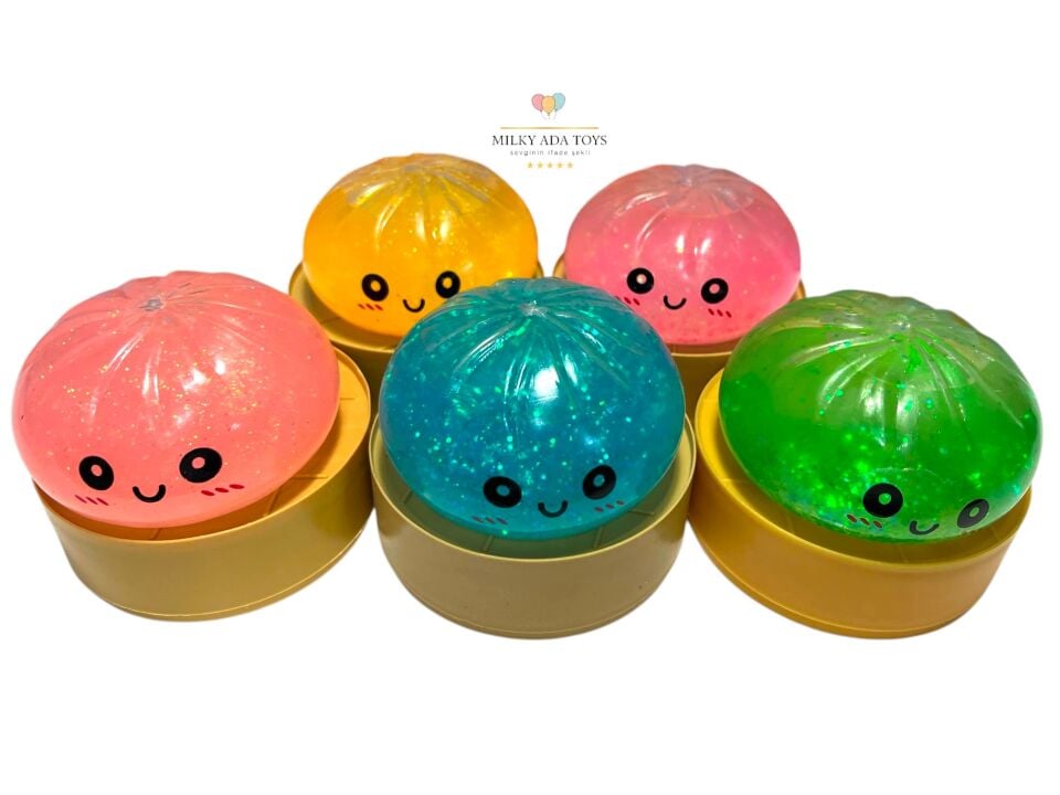Bun squishy dumbling glitter simli stres oyuncağı sukuşi çin mantısı sürpriz kutu 1 adet