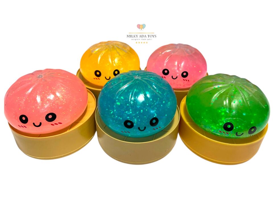 Bun squishy dumbling glitter simli stres oyuncağı sukuşi çin mantısı sürpriz kutu 1 adet