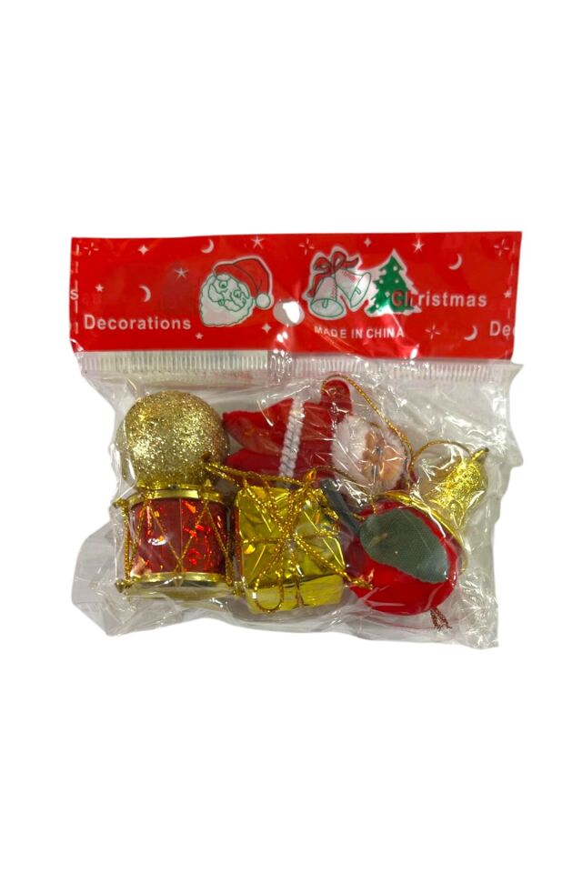 Yılbaşı süsleri 6 lı ağaç süsleri küçük paket çan noel baba top 2-4 cm