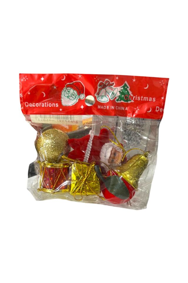 Yılbaşı süsleri 6 lı ağaç süsleri küçük paket çan noel baba top 2-4 cm
