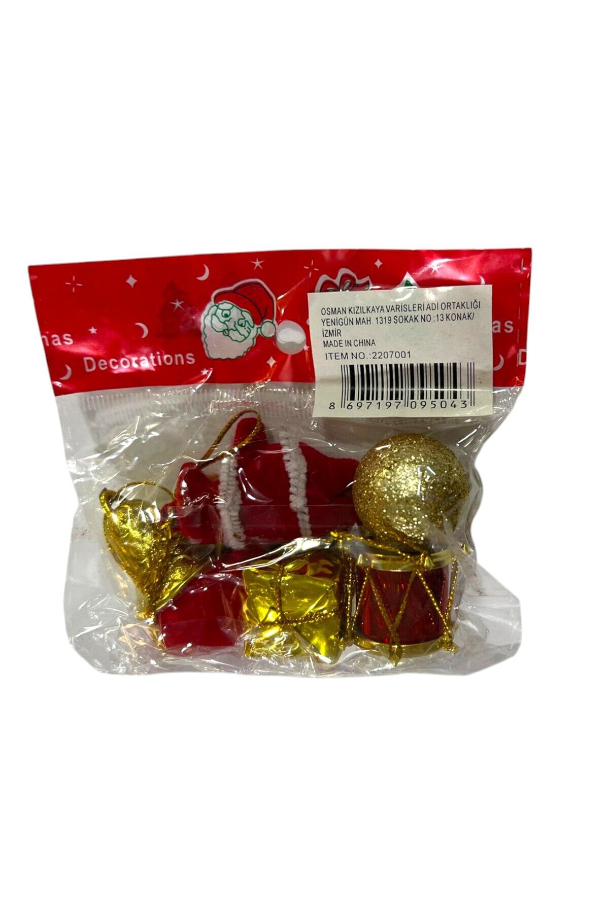 Yılbaşı süsleri 6 lı ağaç süsleri küçük paket çan noel baba top 2-4 cm