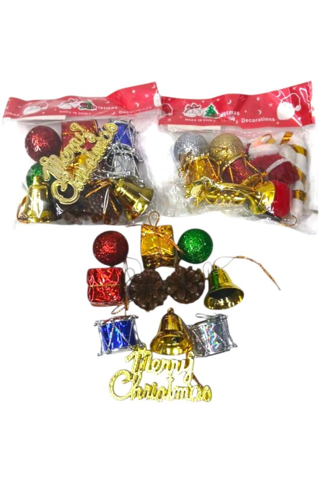 Yılbaşı süsleri 10 lu karışık çok renkli küçük boy 2-3 cm yılbaşı ağacı süsleri