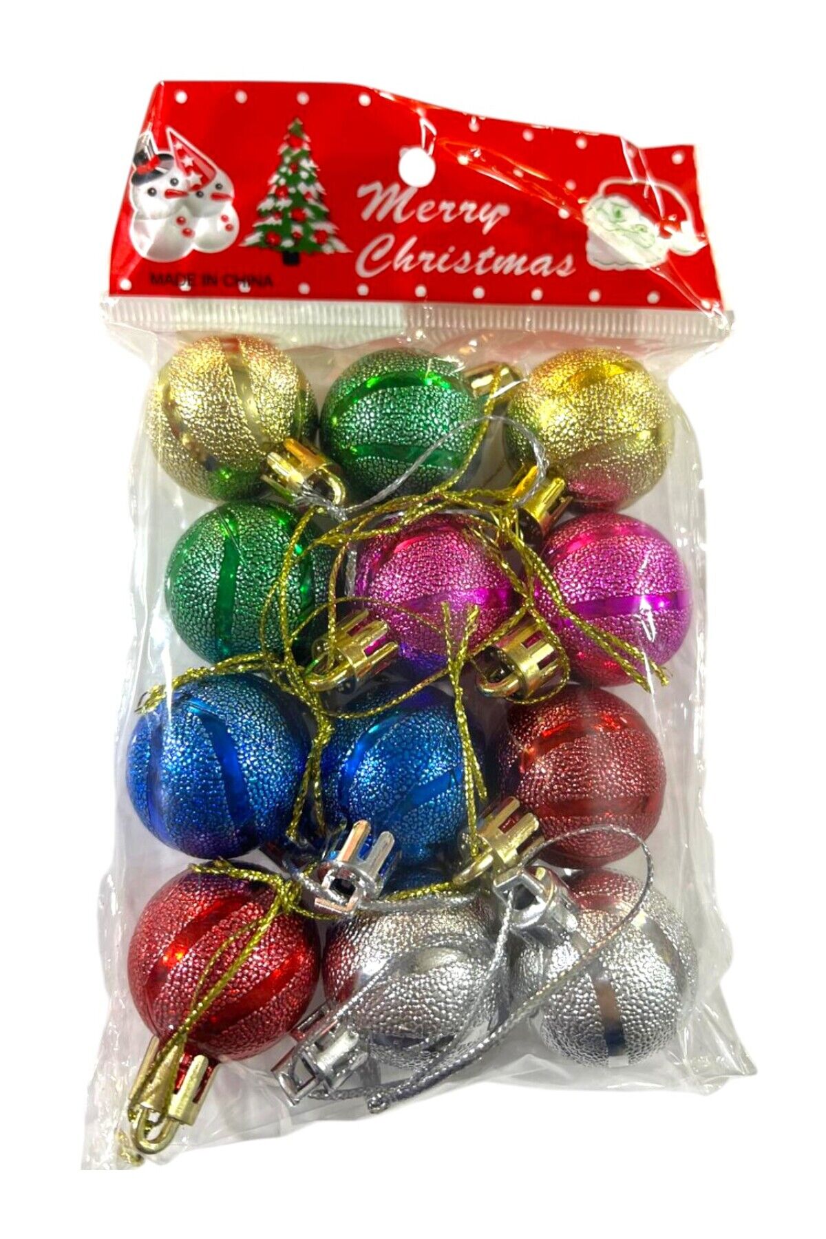 Yılbaşı süsleri parlak top 12 li set 3 cm yılbaşı ağacı süsü