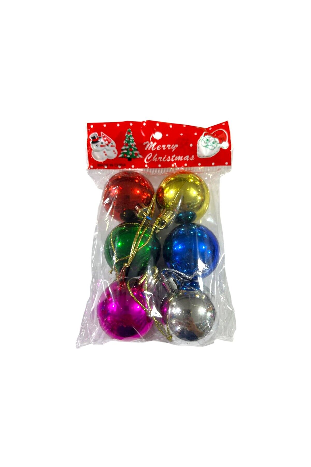 Yılbaşı süsleri 6 lı set renkli parlak toplar 3,5 cm ağaç süsü