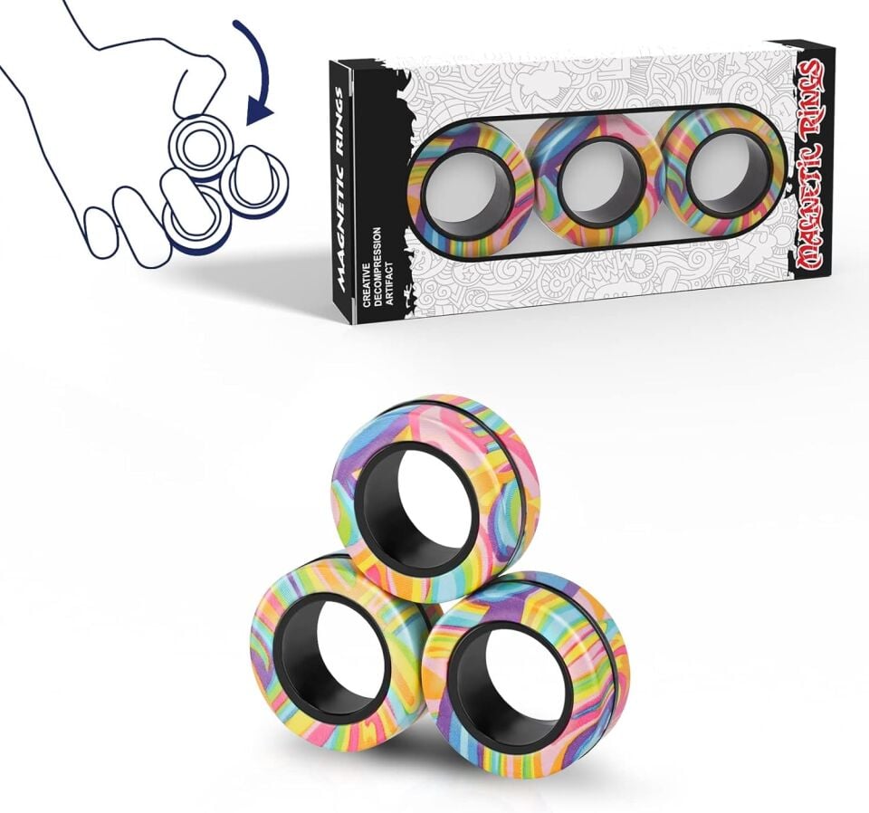 Manyetik parmak fidget stres oyuncağı finger fidget  3 lü yüzük
