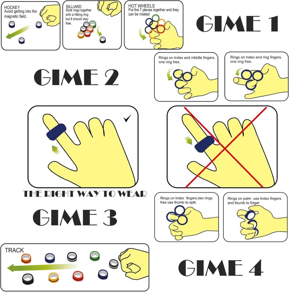 Manyetik parmak fidget stres oyuncağı finger fidget  3 lü yüzük