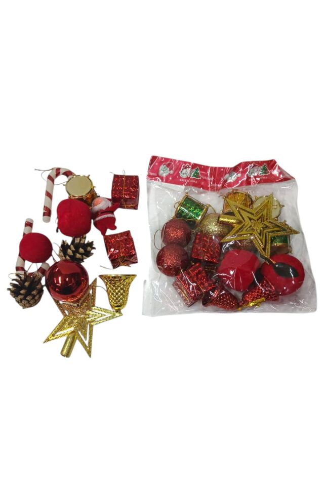Yılbaşı süsleri 15 lı set yılbaşı ağacı süsü paket 14x16 cm