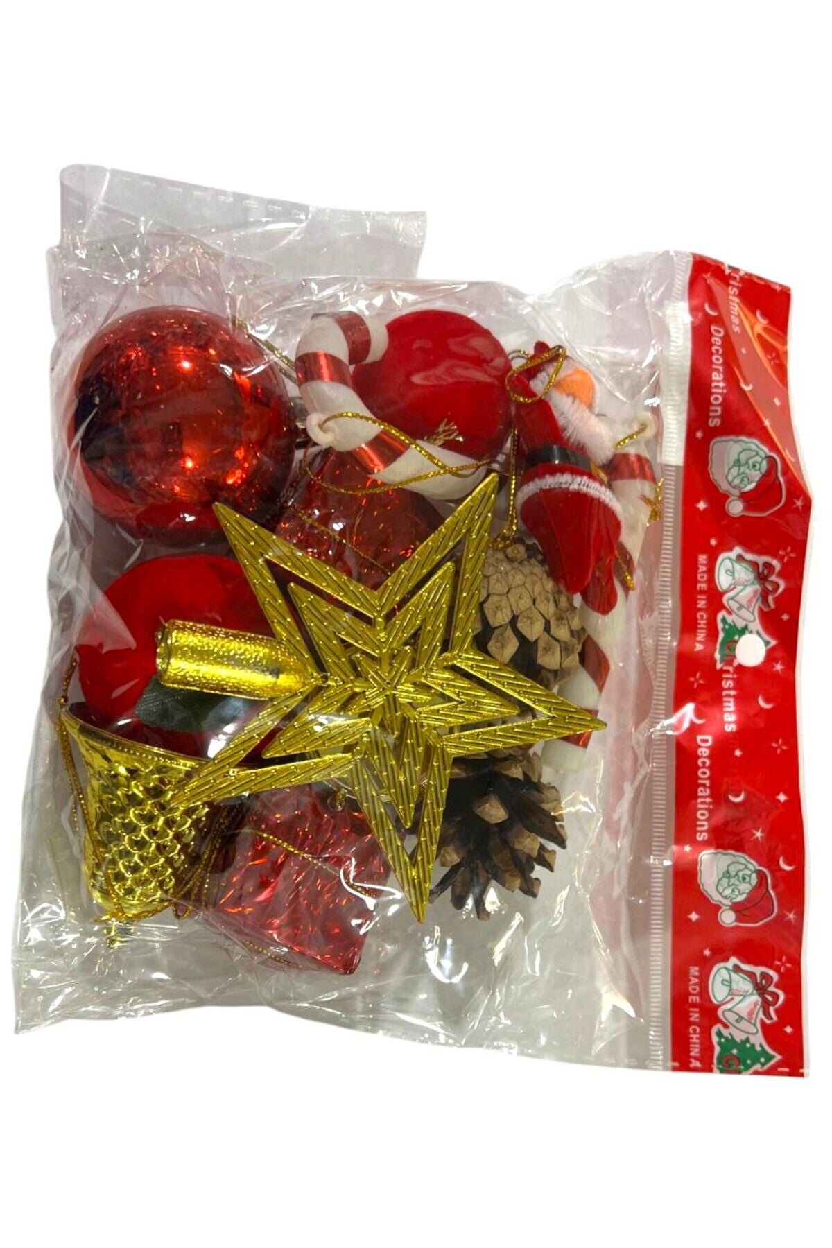 Yılbaşı süsleri 15 lı set yılbaşı ağacı süsü paket 14x16 cm