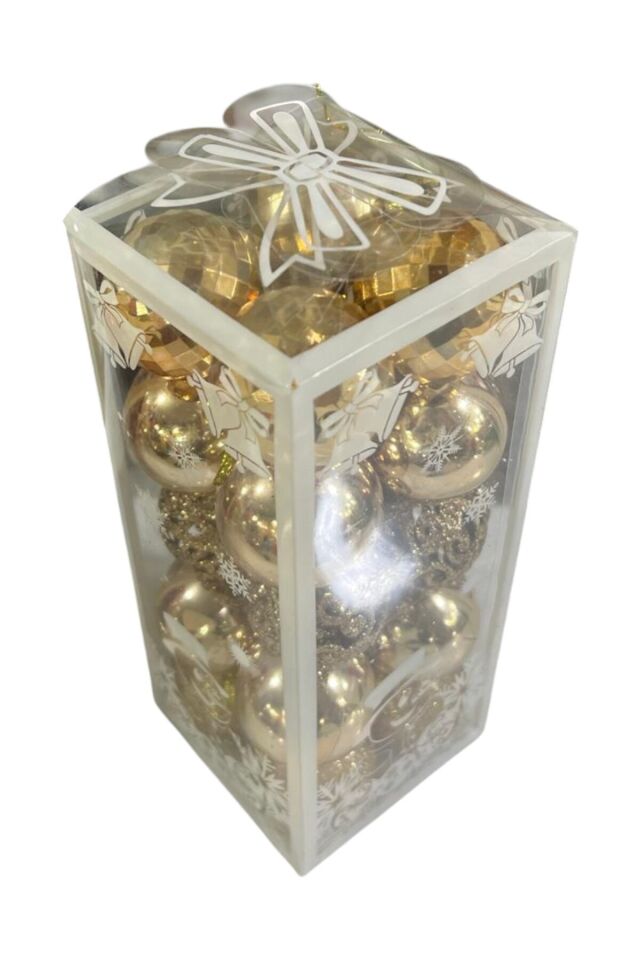 Yılbaşı süsüleri 20 li top kutulu 4 cm parlak simli karışık 4 asorti ağaç süsleme