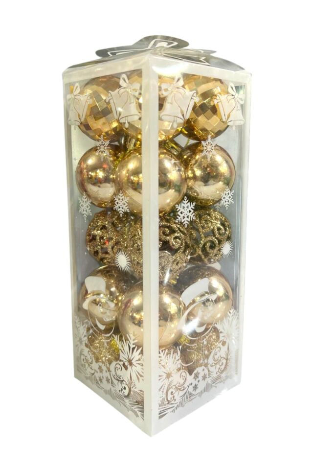 Yılbaşı süsüleri 20 li top kutulu 4 cm parlak simli karışık 4 asorti ağaç süsleme