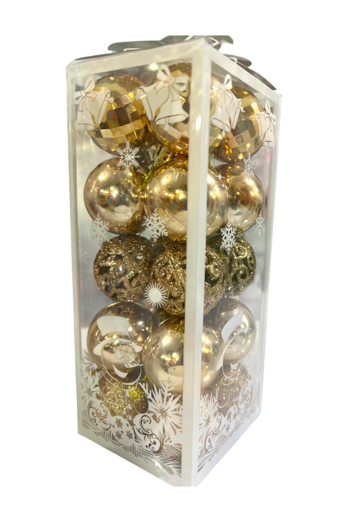 Yılbaşı süsüleri 20 li top kutulu 4 cm parlak simli karışık 4 asorti ağaç süsleme