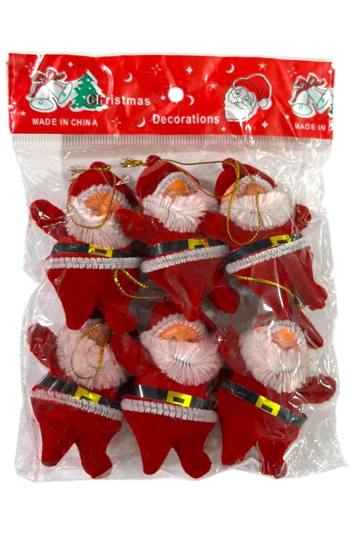 Yılbaşı süsleri noel baba 6 lı buyuk 6 cm kırmızı