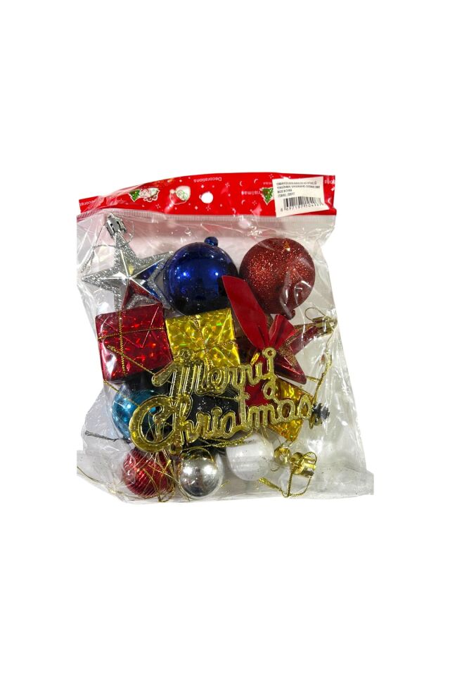 Yılbaşı süsleri 12 li karışık paket set çok renkli 3 - 6 cm süsler