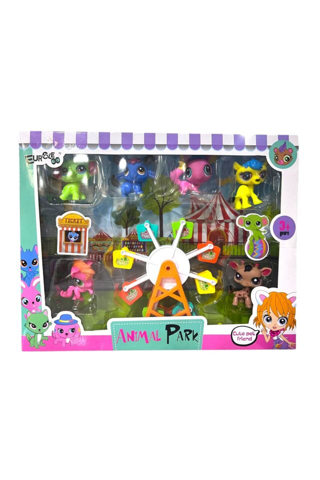 Animal park minişler dönme dolap serüveni 6 adet miniş figür seti 32x25 cm