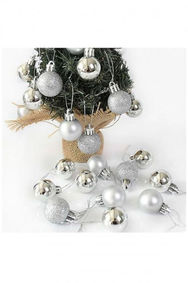 4 CM  24 ADET YILBAŞI AĞACI TOPU DEFORATİF SÜSLEME MAT-PARLAK-SİMLİ