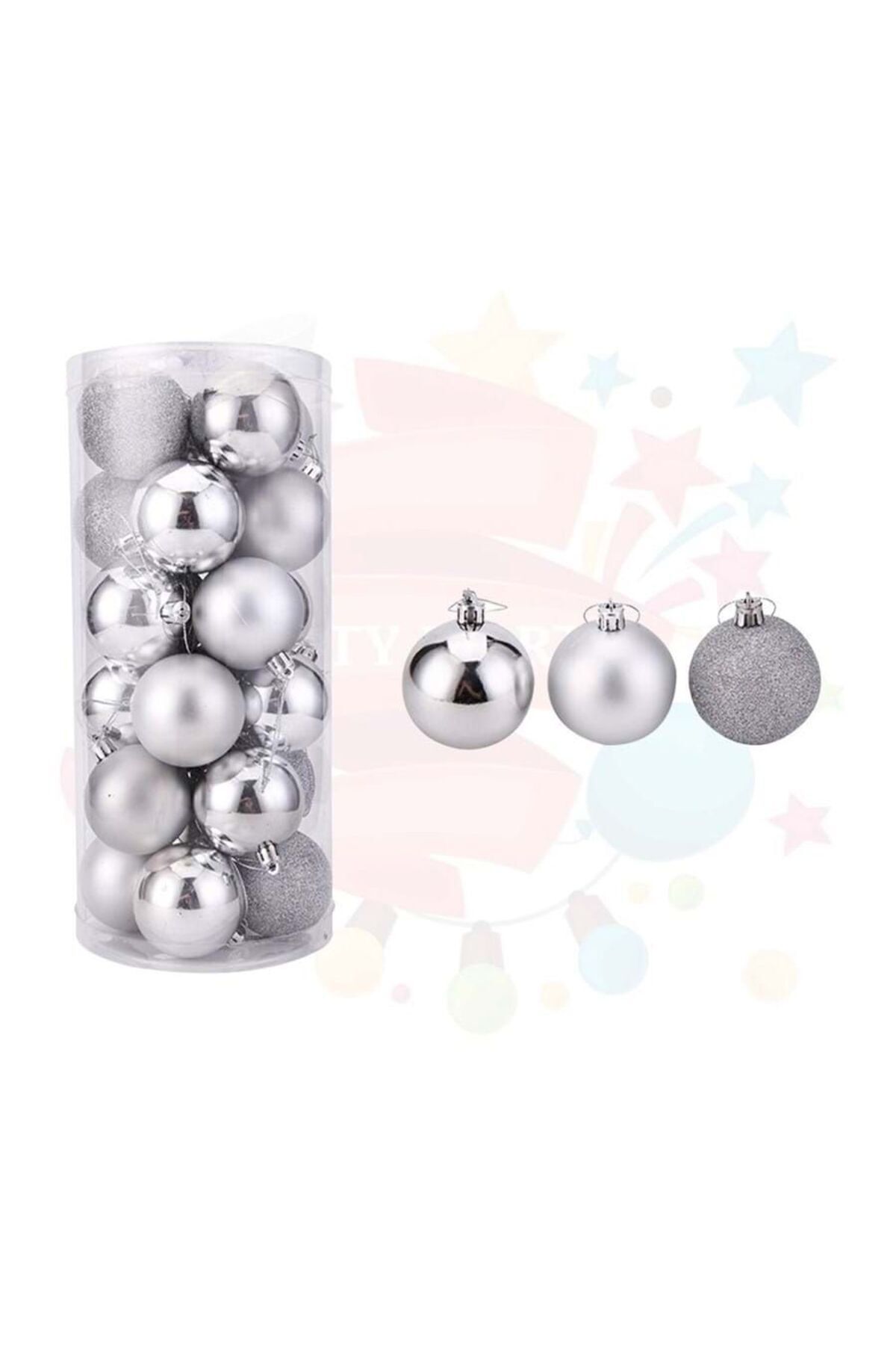 4 CM  24 ADET YILBAŞI AĞACI TOPU DEFORATİF SÜSLEME MAT-PARLAK-SİMLİ