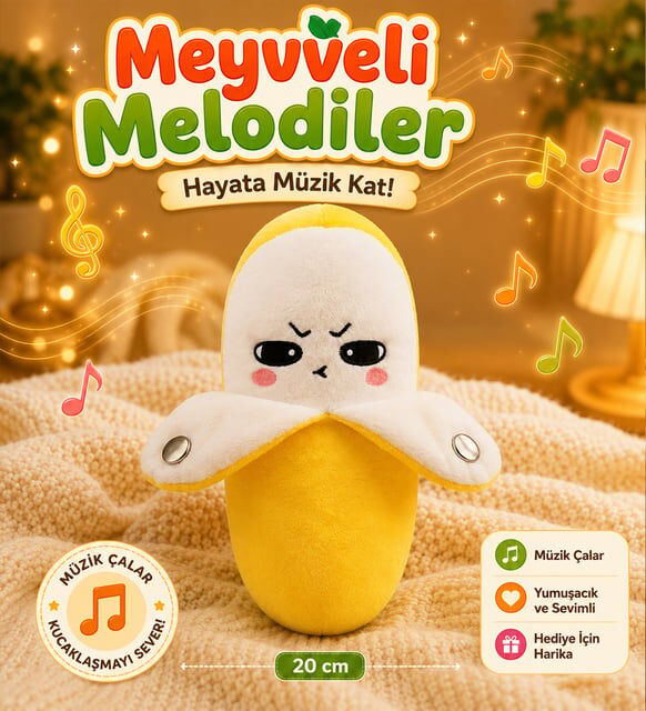 Dokun ve Çal! Akıllı Müzikli Peluş Muz Oyuncak – Eğlenceli Etkileşimli Deneyim