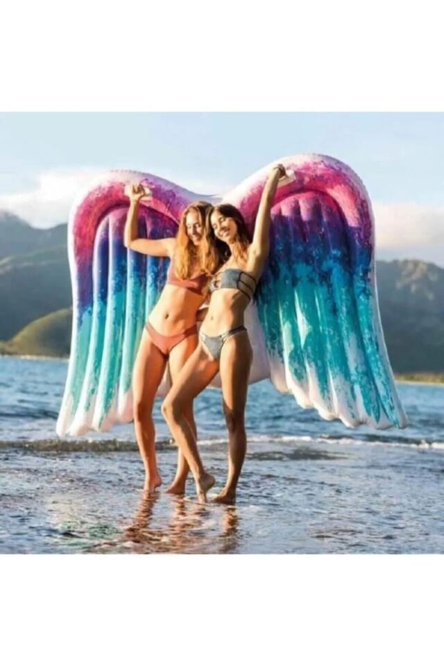 ANGEL WINGS MAT - MELEK KANATLARI ŞİŞME YATAK ADA DENİZ ve PLAJ OYUNCAĞI 155 X 216 CM +14