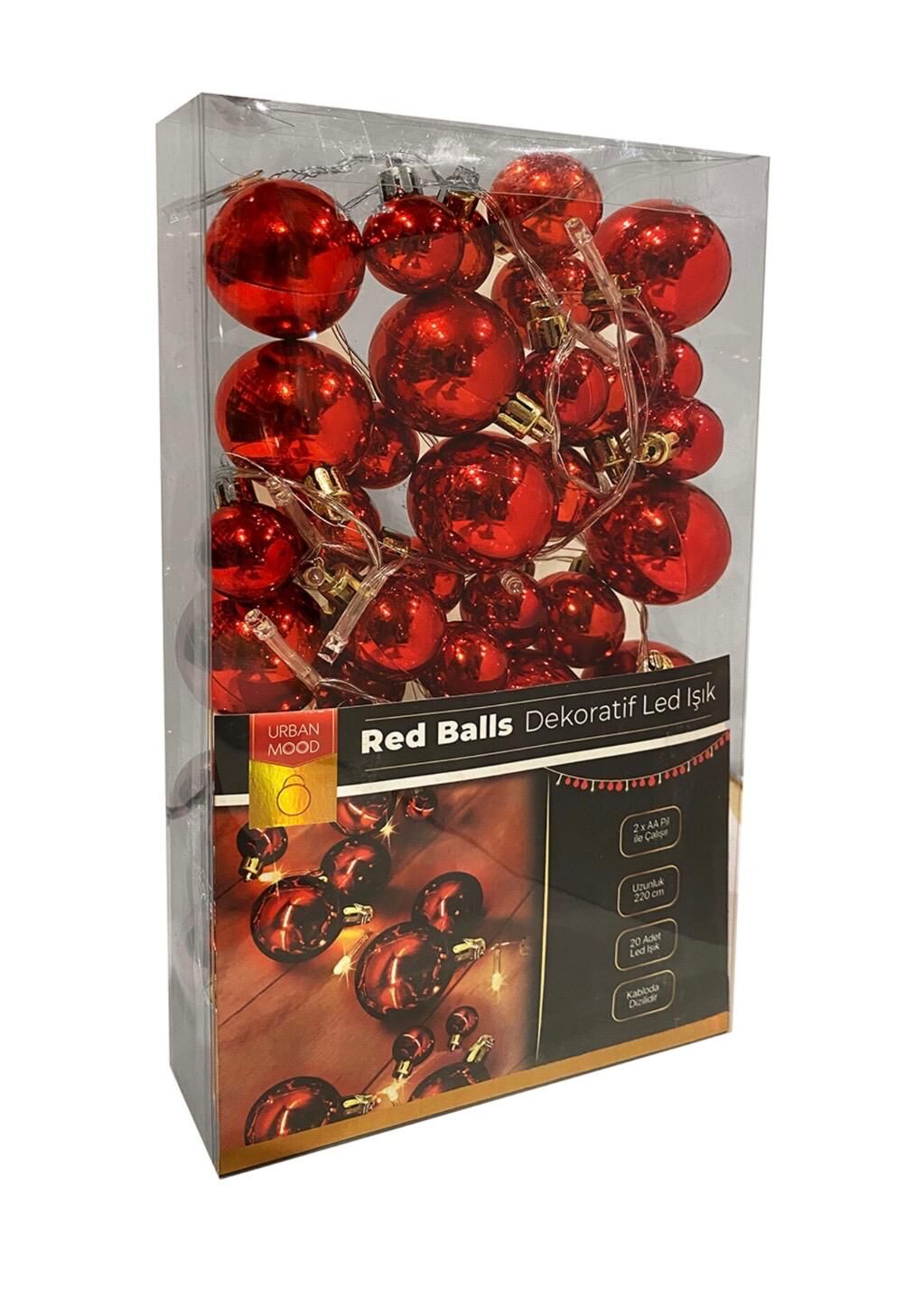 Urban Mood Red Balls Dekoratif Led Işık 220 cm 20 adet