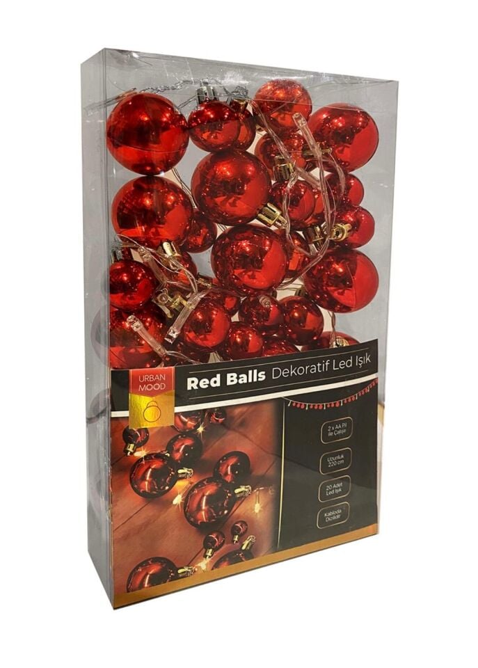 Urban Mood Red Balls Dekoratif Led Işık 220 cm 20 adet