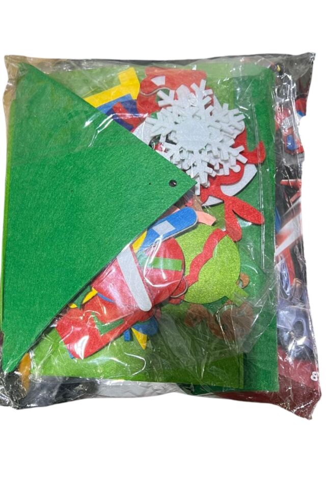 Yılbaşı ağacı 41 Parça El Yapımı Keçe 3D Noel Dekorasyon Seti - Kardan Adamlar, Ağaçlar 100 cm