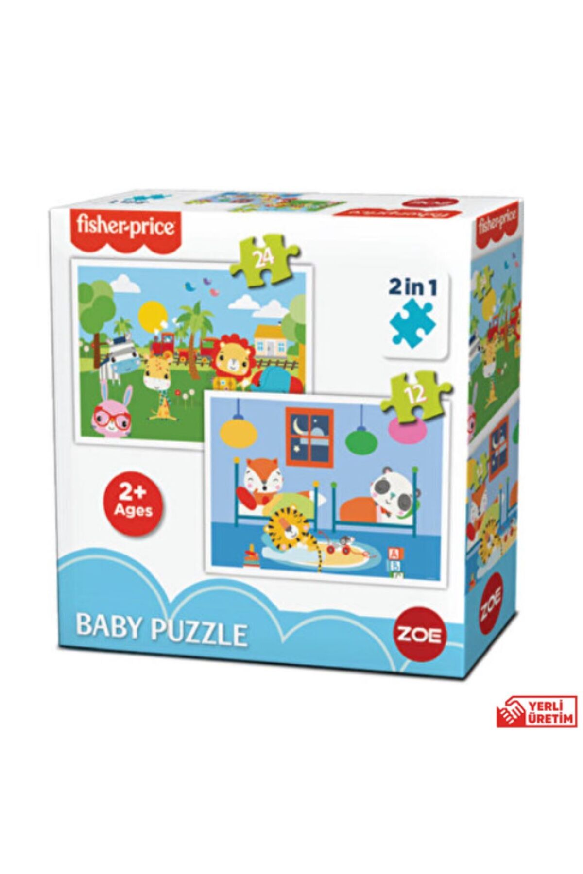 Bebek Puzzle baby puzzle railway & bedtime 2 in 1 24 ve 12  parça 2+ yaş 1 kutu