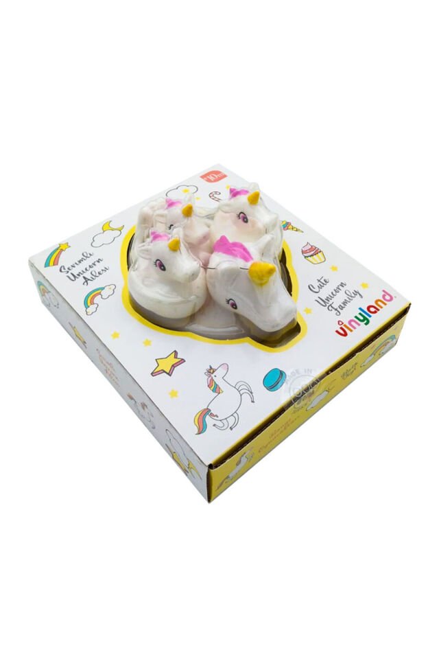 Sevimli Unicorn Ailesi Banyo Oyuncakları - Vinil Oyuncak +10m Beyaz 4 Parça
