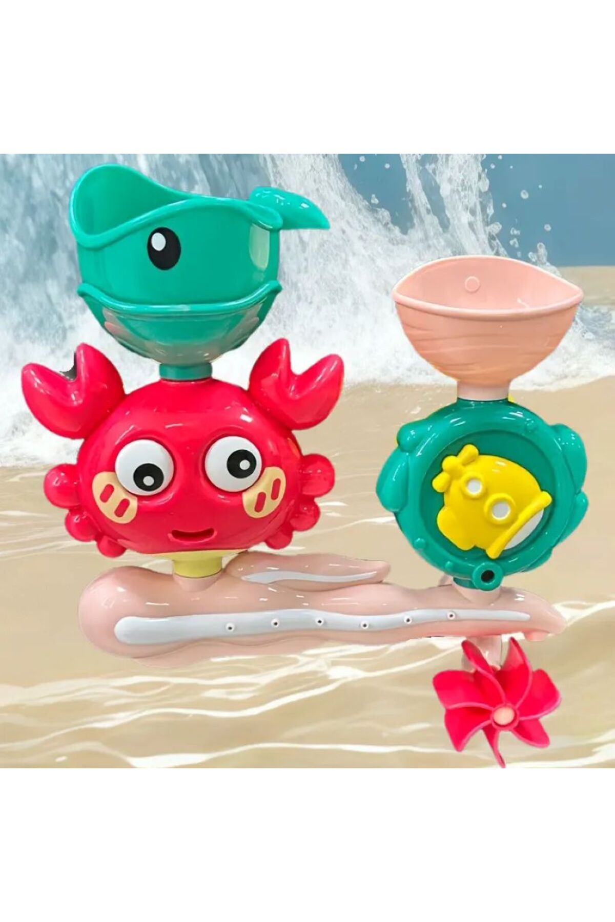 Sevimli yengeç renkli döner duş, banyo oyuncağı 20x20 cm