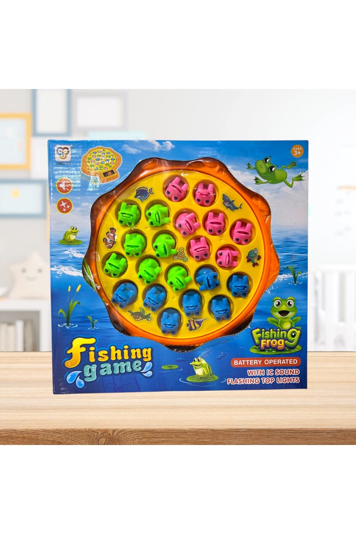 Kurbağa yakalama oyunu sesli ışıklı sesli kurbağa yakalama fishing frog 4 olta 30x24 cm