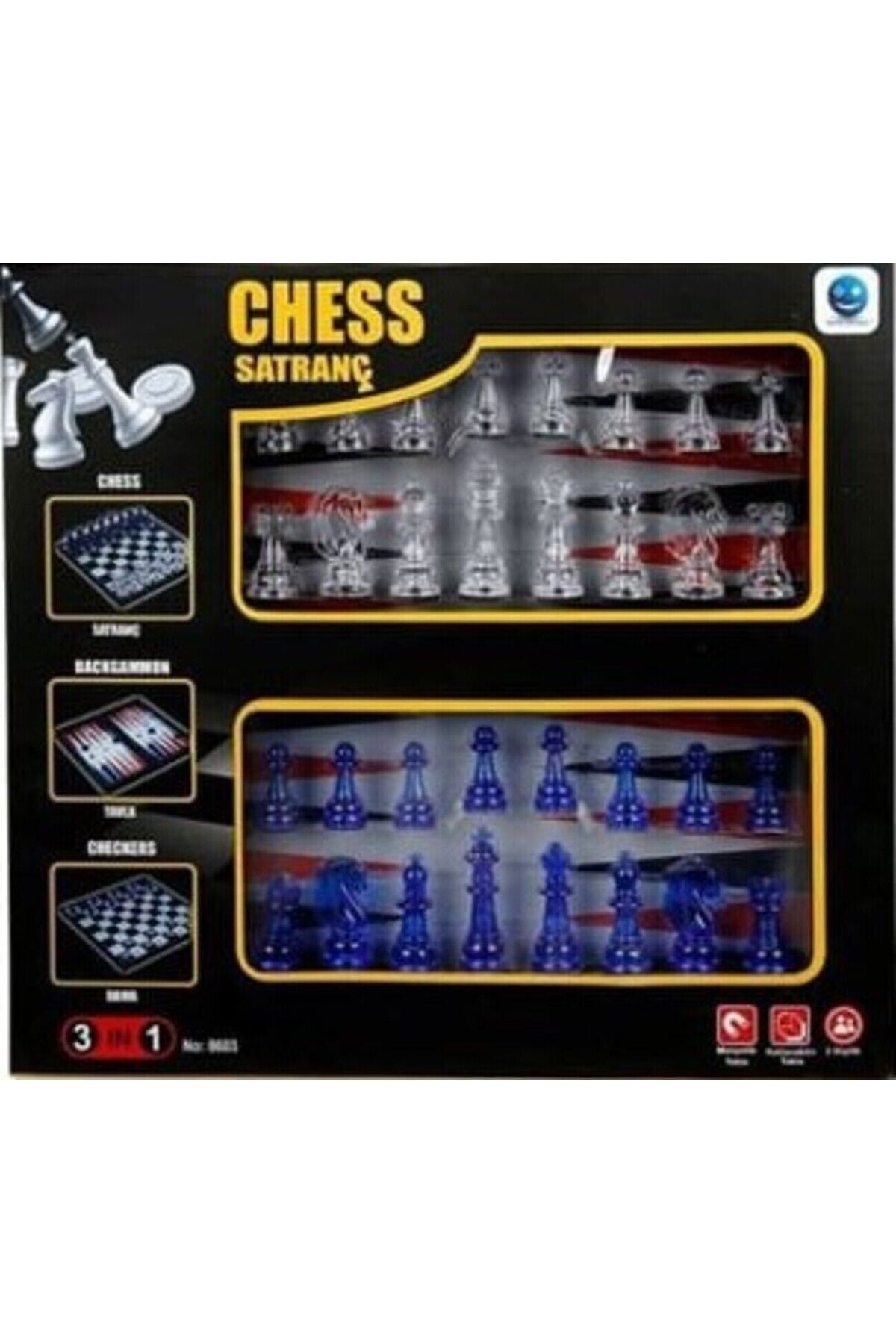 SUNMAN 3 in 1 DAMA TAVLA VE SATRANÇ SETİ 3 LÜ OYUN SETİ MIKNATISLI